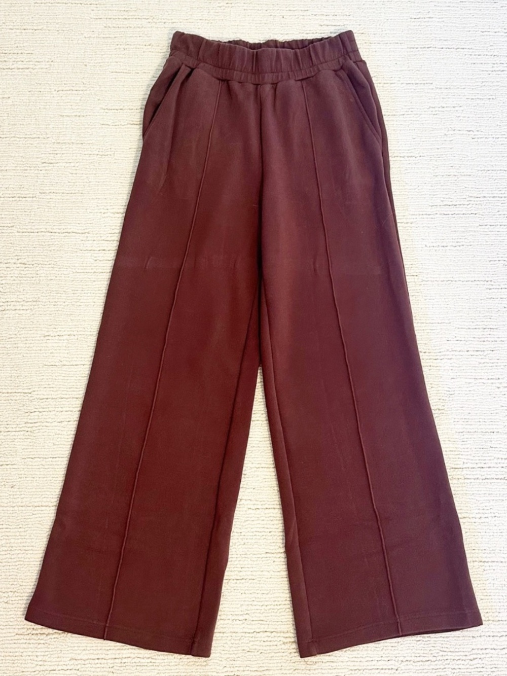 VARLEY The Wide Leg Women’s S Brown Pants Doublesoft Knit 28” Inseam Travel Soft - Picture 3 of 16